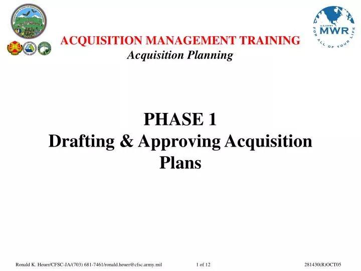 phase 1 drafting approving acquisition plans