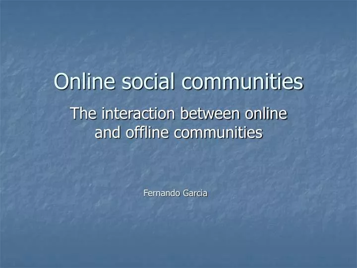 online social communities