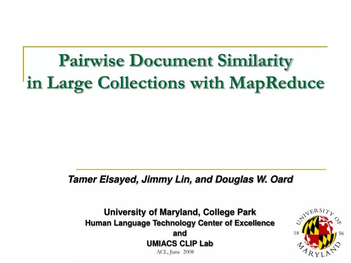 pairwise document similarity in large collections with mapreduce