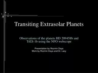 Transiting Extrasolar Planets