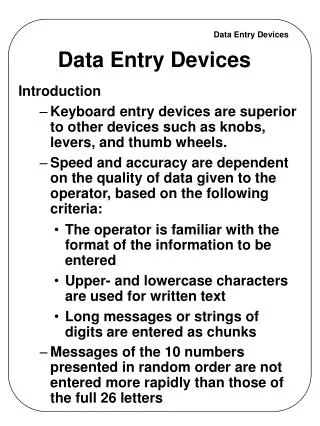 Data Entry Devices