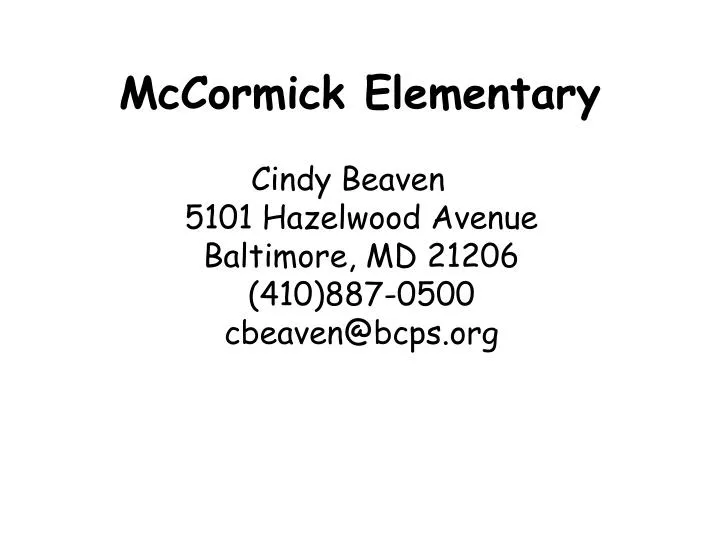 mccormick elementary