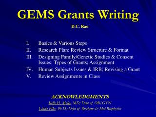 GEMS Grants Writing