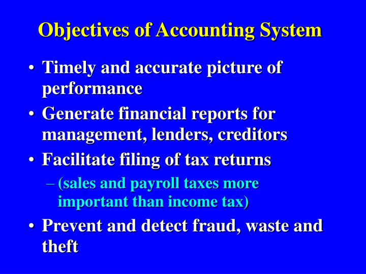 objectives of accounting system