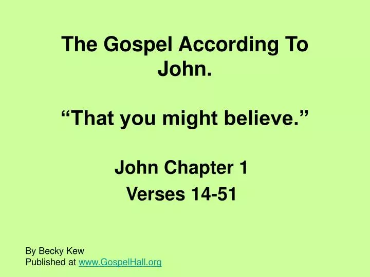 the gospel according to john that you might believe