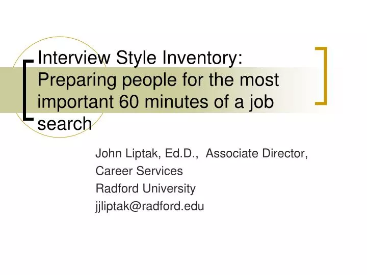 interview style inventory preparing people for the most important 60 minutes of a job search