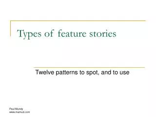Types of feature stories