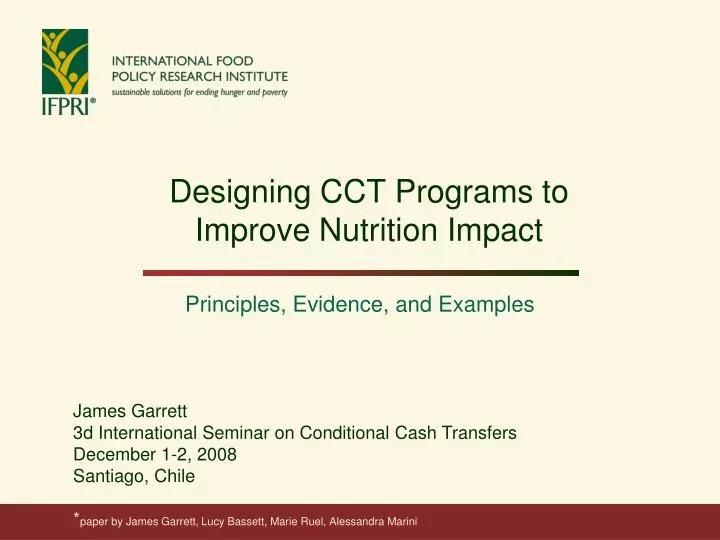 designing cct programs to improve nutrition impact