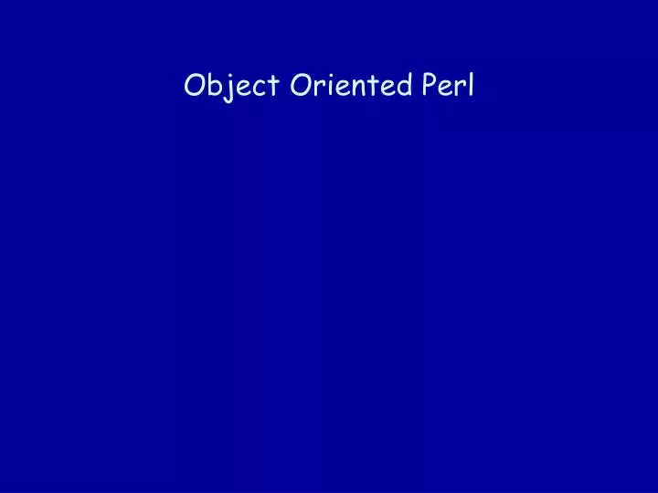 object oriented perl
