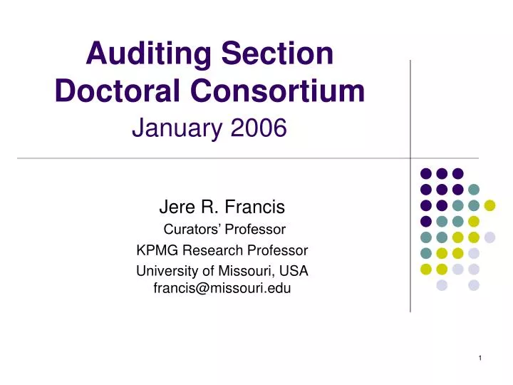 auditing section doctoral consortium january 2006
