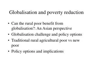Globalisation and poverty reduction