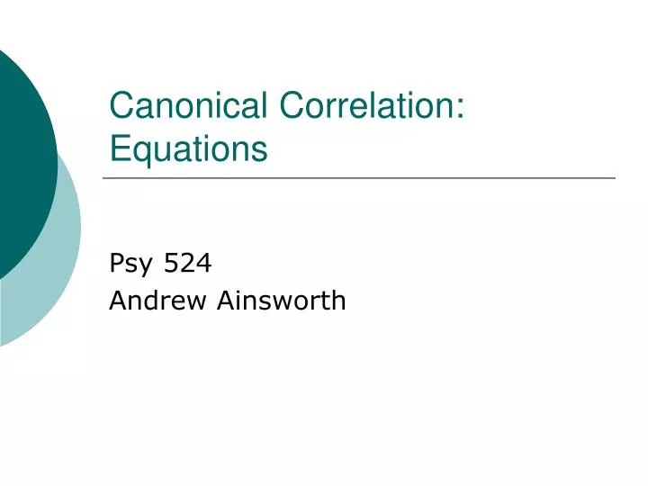 canonical correlation equations