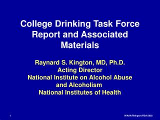 College Drinking Task Force Report and Associated Materials