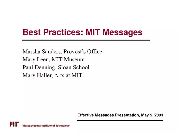 best practices mit messages