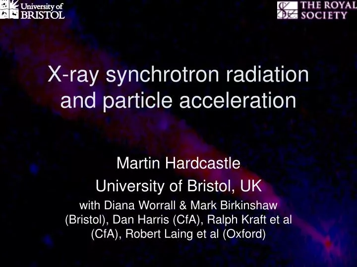 x ray synchrotron radiation and particle acceleration