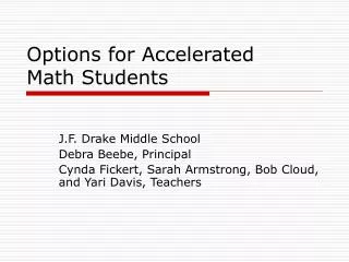 Options for Accelerated Math Students