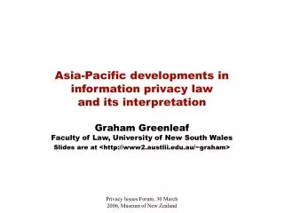 Asia-Pacific developments in information privacy law and its interpretation