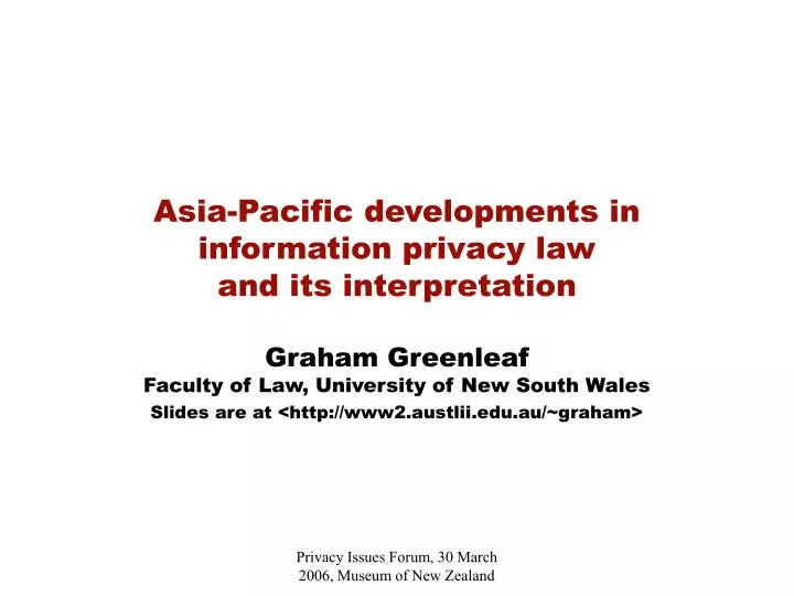 asia pacific developments in information privacy law and its interpretation