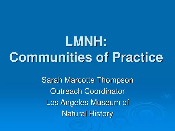 lmnh communities of practice