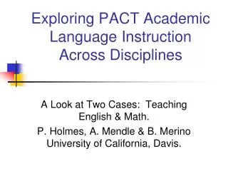 Exploring PACT Academic Language Instruction Across Disciplines