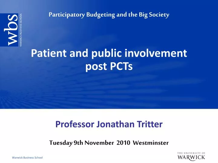 patient and public involvement post pcts