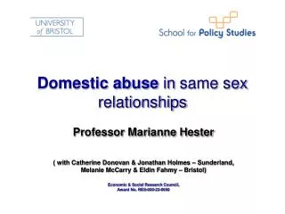 Domestic abuse in same sex relationships