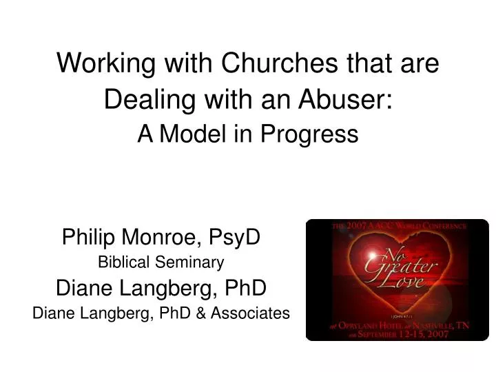working with churches that are dealing with an abuser a model in progress
