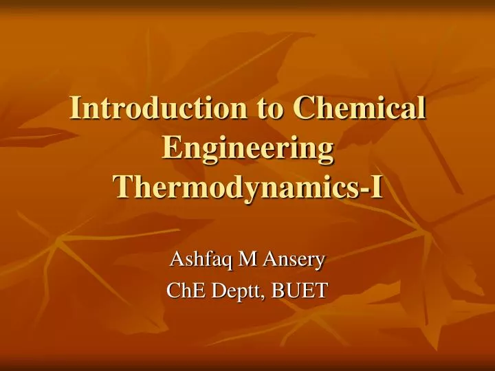 introduction to chemical engineering thermodynamics i