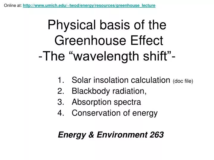 physical basis of the greenhouse effect the wavelength shift