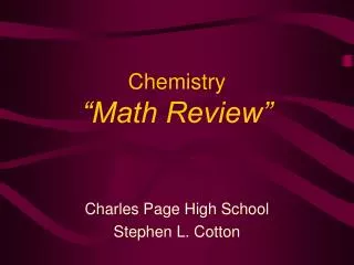 Chemistry “Math Review”