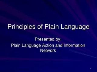 Principles of Plain Language