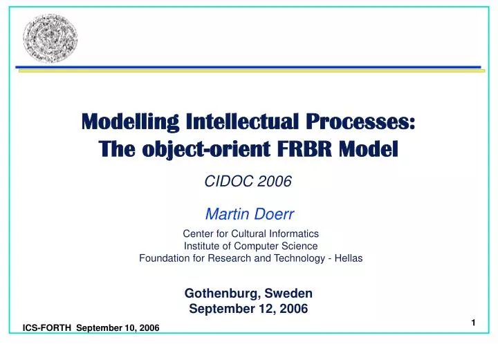 modelling intellectual processes the object orient frbr model