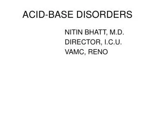 ACID-BASE DISORDERS