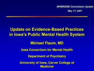 Update on Evidence-Based Practices in Iowa’s Public Mental Health System