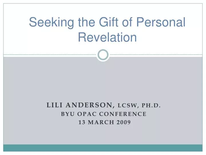 seeking the gift of personal revelation