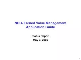 NDIA Earned Value Management Application Guide