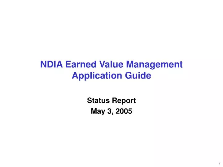 ndia earned value management application guide
