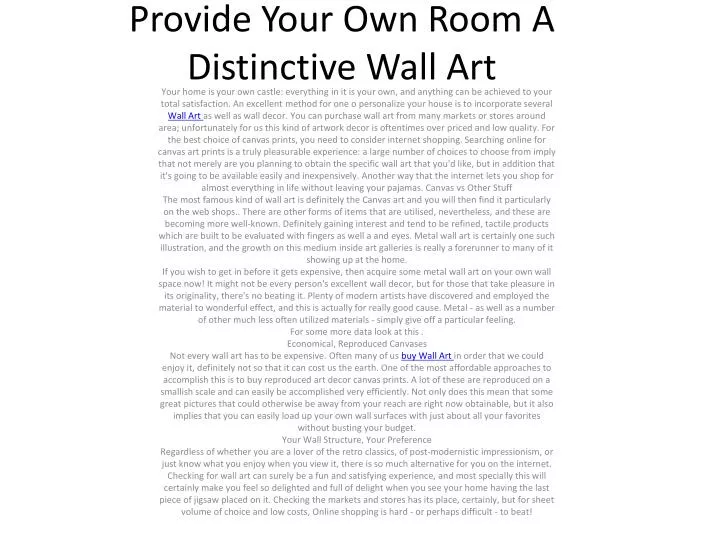 provide your own room a distinctive wall art