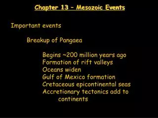 Chapter 13 – Mesozoic Events