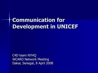 Communication for Development in UNICEF