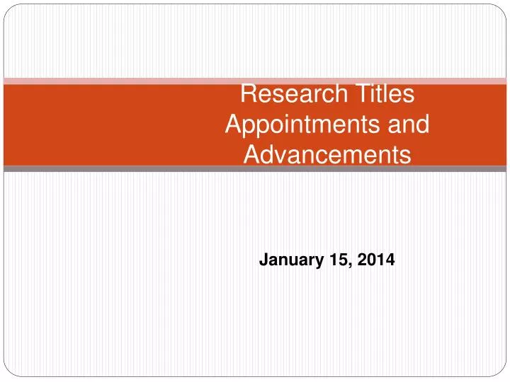 research titles appointments and advancements
