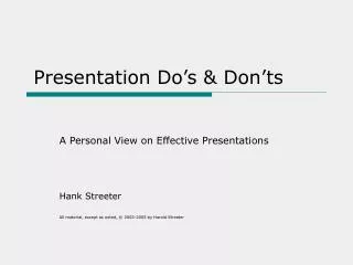 Presentation Do’s &amp; Don’ts