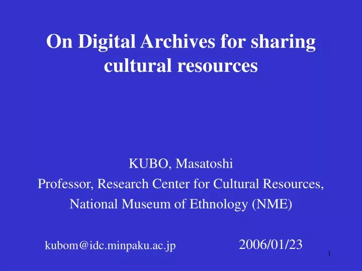 on digital archives for sharing cultural resources