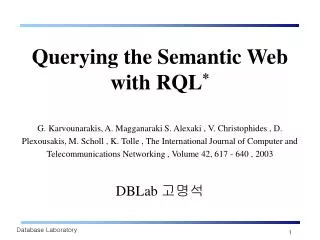Querying the Semantic Web with RQL *