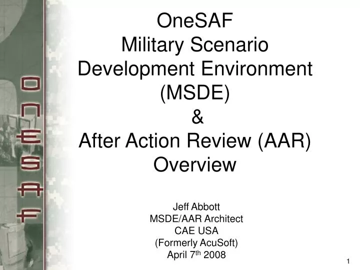 onesaf military scenario development environment msde after action review aar overview