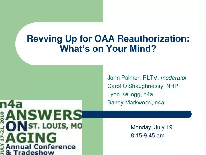 revving up for oaa reauthorization what s on your mind