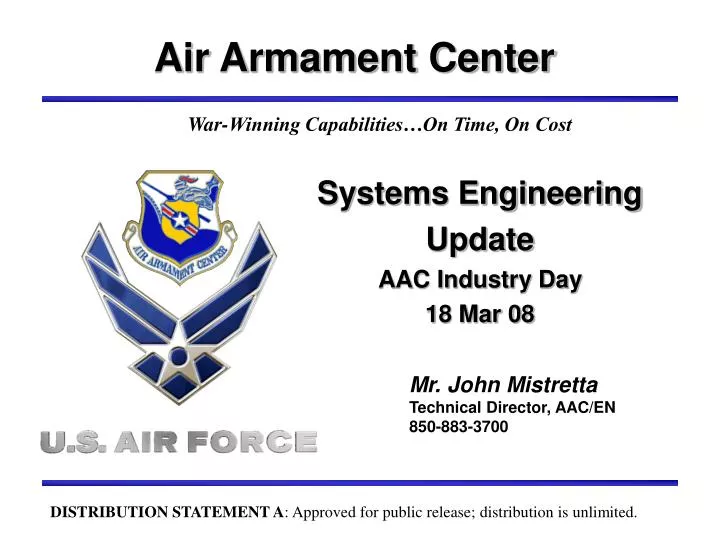 systems engineering update aac industry day 18 mar 08