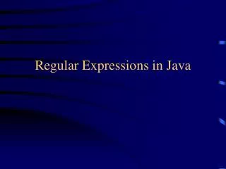 Regular Expressions in Java