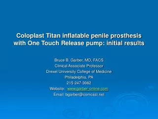 Coloplast Titan inflatable penile prosthesis with One Touch Release pump: initial results