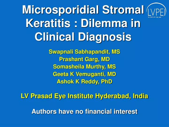 microsporidial stromal keratitis dilemma in clinical diagnosis